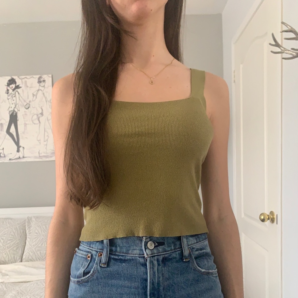 Olive Cropped Tank